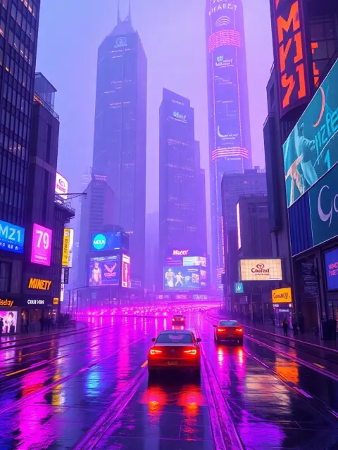 Neon cyberpunk megacity with flying cars — futuristic AI artwork created with LUNA AI image generator